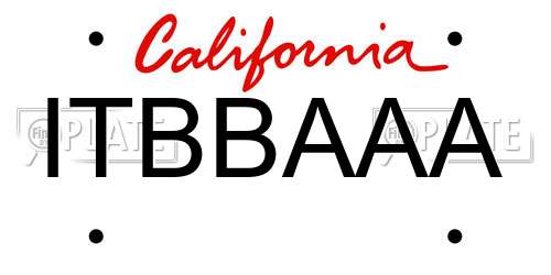 ITBBAAA California License Plate