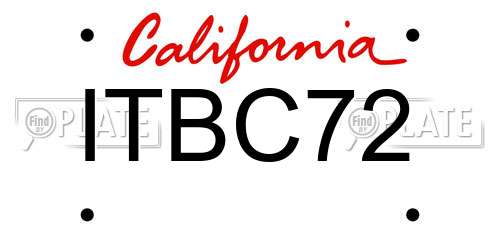 ITBC72 California License Plate