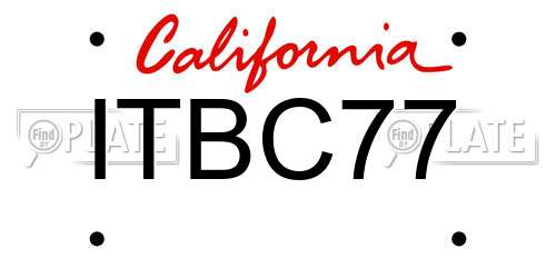 ITBC77 California License Plate