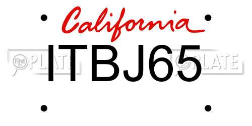 ITBJ65 California License Plate