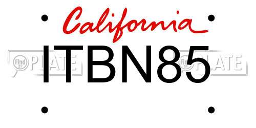 ITBN85 California License Plate