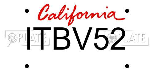 ITBV52 California License Plate