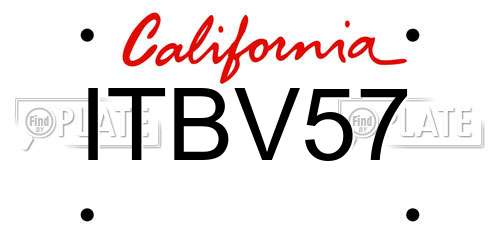 ITBV57 California License Plate