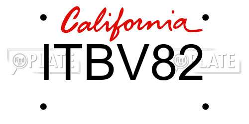 ITBV82 California License Plate