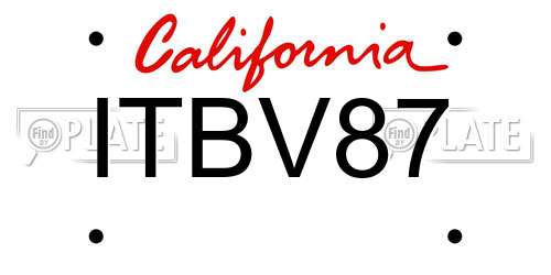 ITBV87 California License Plate