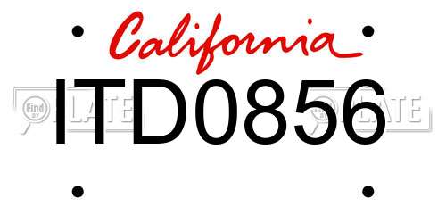 ITD0856 California License Plate
