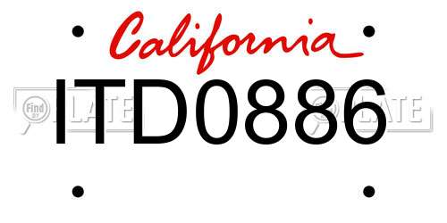 ITD0886 California License Plate