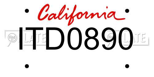 ITD0890 California License Plate