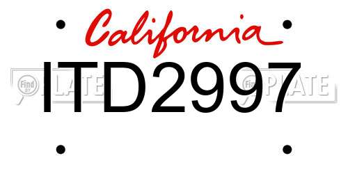 ITD2997 California License Plate