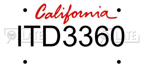ITD3360 California License Plate