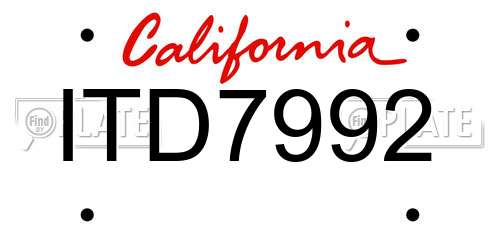 ITD7992 California License Plate