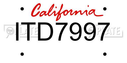 ITD7997 California License Plate