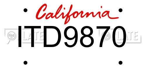 ITD9870 California License Plate