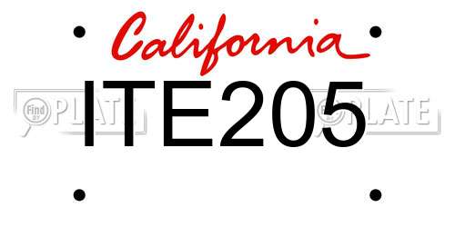 ITE205 California License Plate