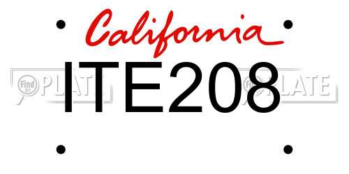 ITE208 California License Plate