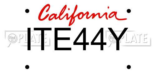 ITE44Y California License Plate