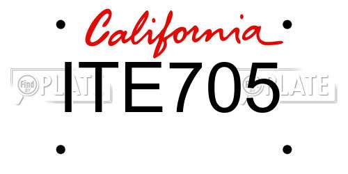 ITE705 California License Plate