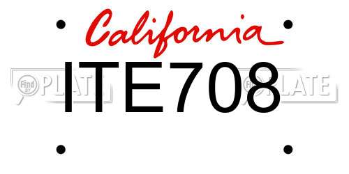 ITE708 California License Plate