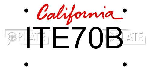 ITE70B California License Plate