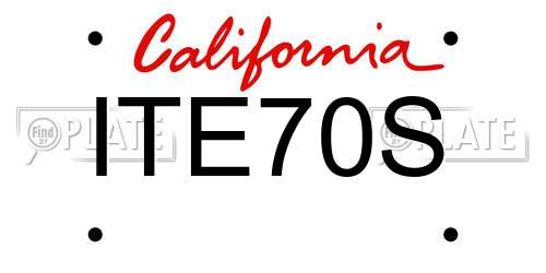 ITE70S California License Plate