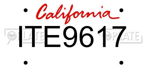 ITE9617 California License Plate