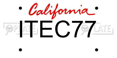 ITEC77 California License Plate