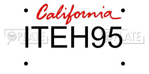 ITEH95 California License Plate