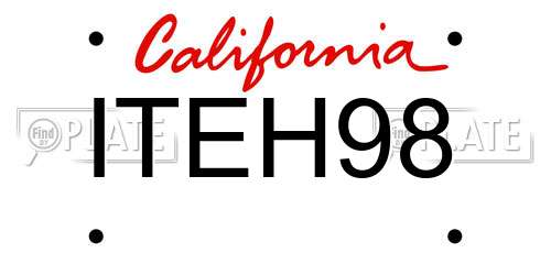 ITEH98 California License Plate