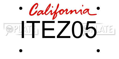 ITEZ05 California License Plate