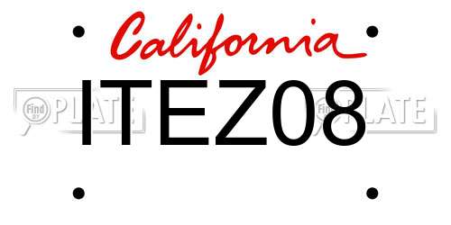 ITEZ08 California License Plate