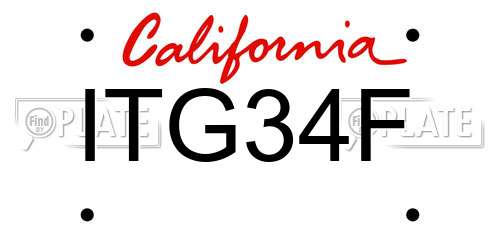 ITG34F California License Plate