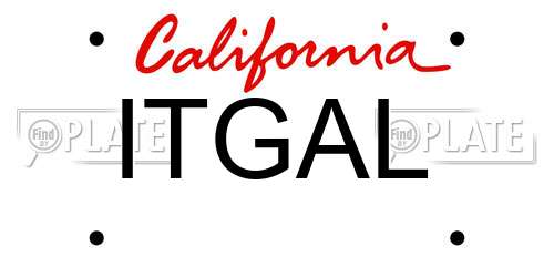ITGAL California License Plate