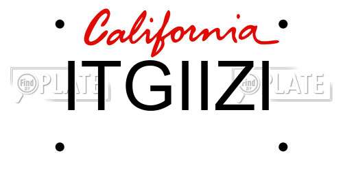 ITGIIZI California License Plate