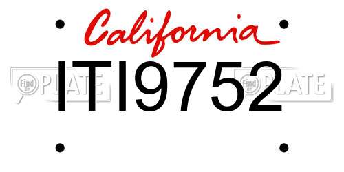 ITI9752 California License Plate