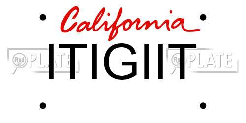 ITIGIIT California License Plate
