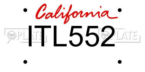 ITL552 California License Plate