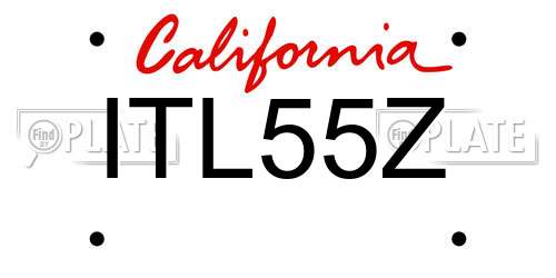ITL55Z California License Plate