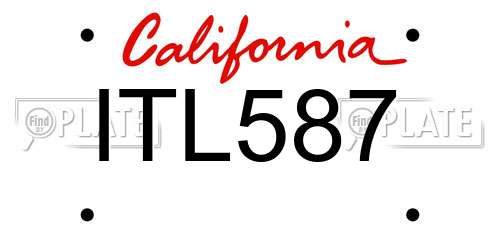 ITL587 California License Plate