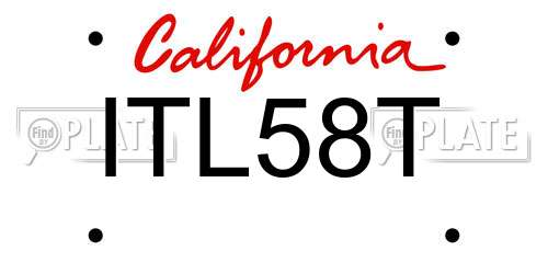 ITL58T California License Plate