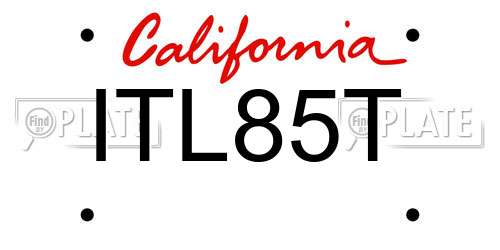 ITL85T California License Plate