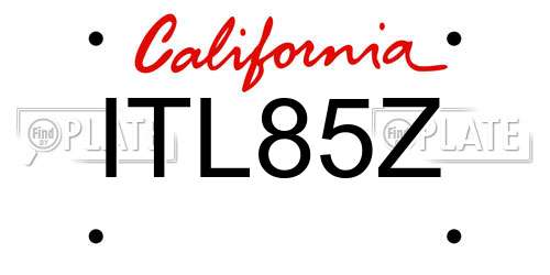 ITL85Z California License Plate