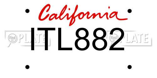 ITL882 California License Plate