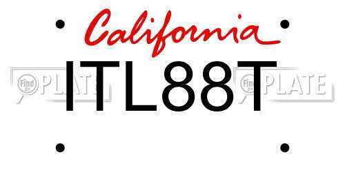 ITL88T California License Plate