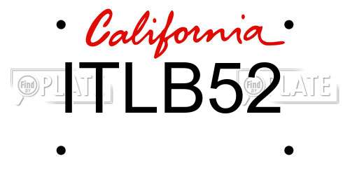 ITLB52 California License Plate