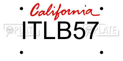 ITLB57 California License Plate