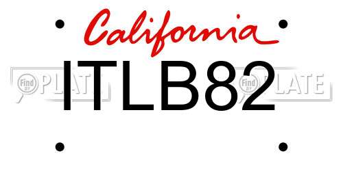 ITLB82 California License Plate