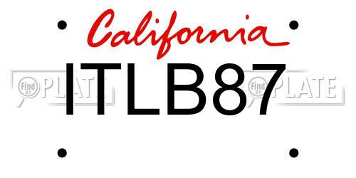 ITLB87 California License Plate