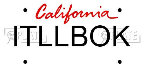 ITLLBOK California License Plate