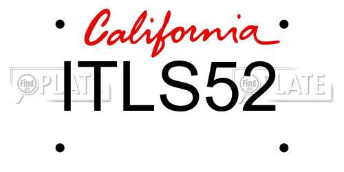 ITLS52 California License Plate