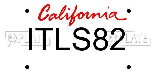 ITLS82 California License Plate
